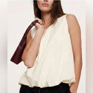 Banana Republic Cream Cotton Poplin Bubble Tank, size Large